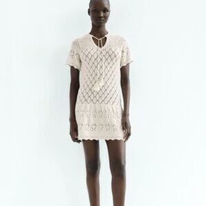 Open knit cream dress nwt